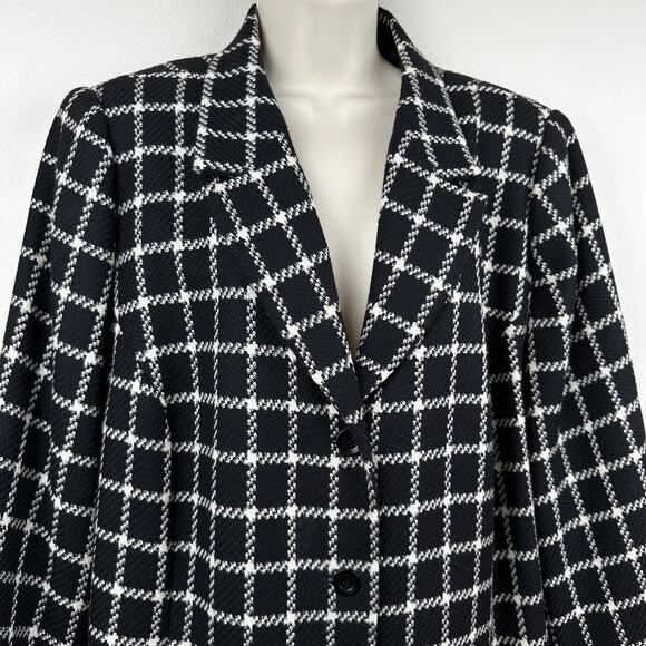 Vintage Talbots Tweed Wool Blazer Jacket Plaid Check Black Women's 22WP Petite - Picture 3 of 13